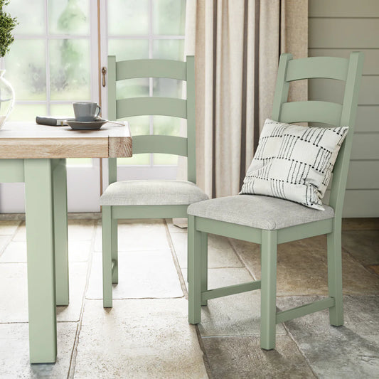 Salcombe Ladder Back Dining Chair - Sage/Beige - Blythe Living
