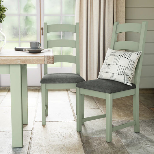 Salcombe Ladder Back Dining Chair - Sage/Charcoal - Blythe Living