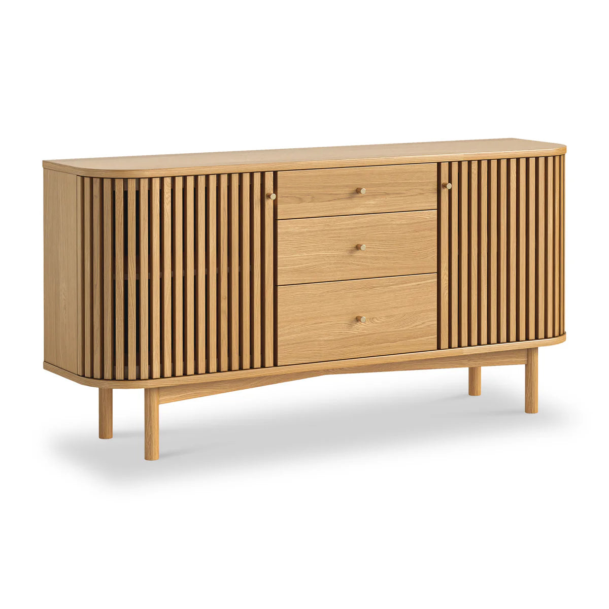 Soho Oak Slatted 3 Drawer Sideboard