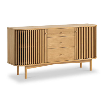 Soho Oak Slatted 3 Drawer Sideboard