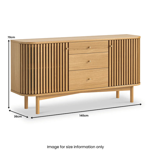 Soho Oak Slatted 3 Drawer Sideboard