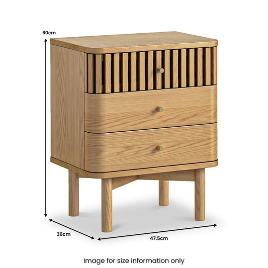 Soho Oak Slatted 3 Drawer Bedside Table