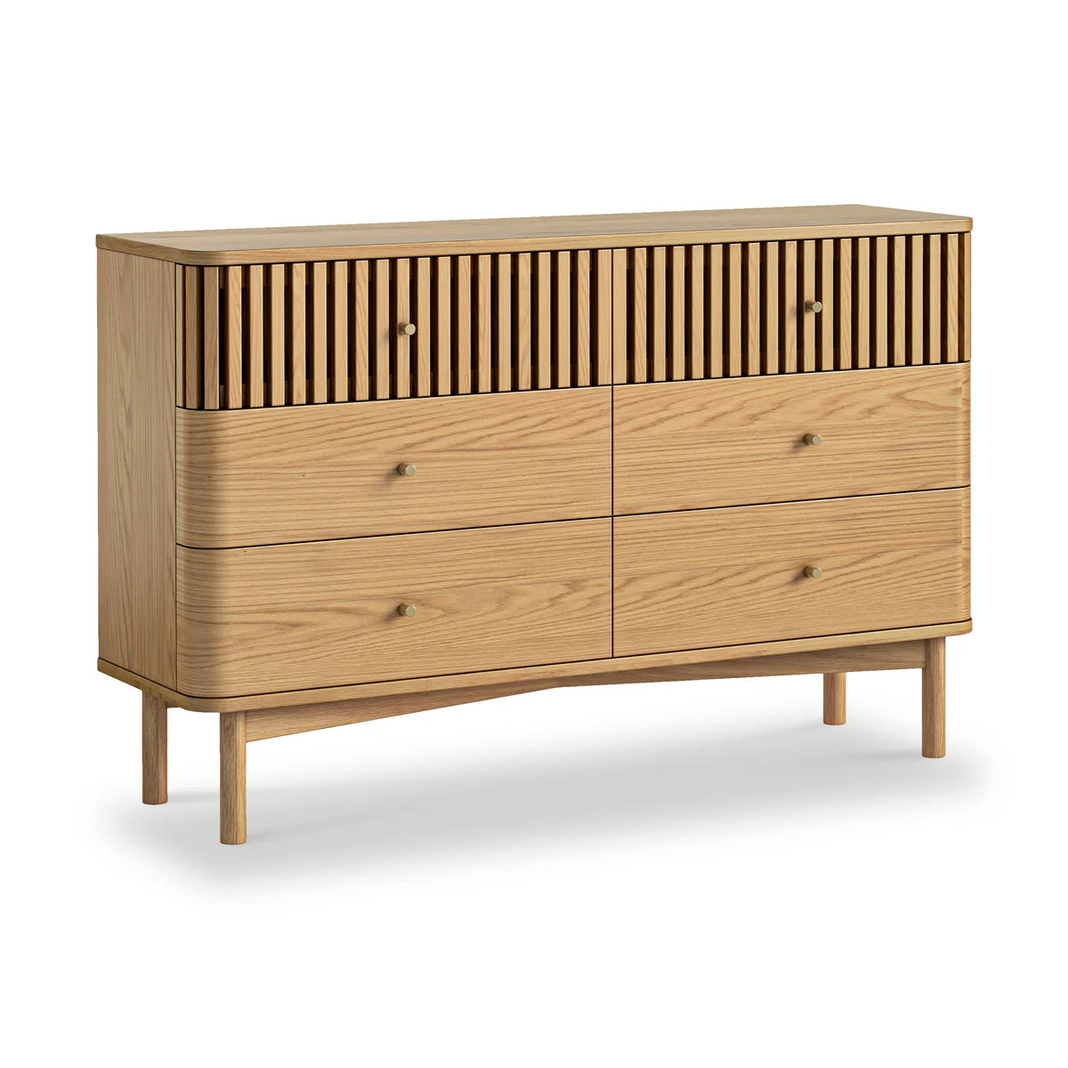 Soho Oak Slatted 6 Drawer Chest