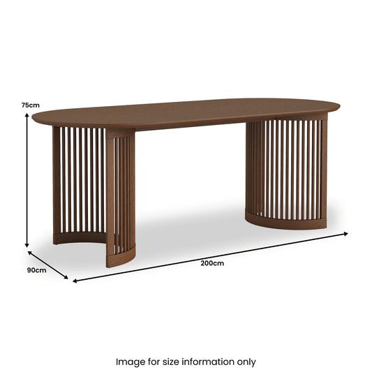 Soho Dark Oak Slatted Oval Dining Table