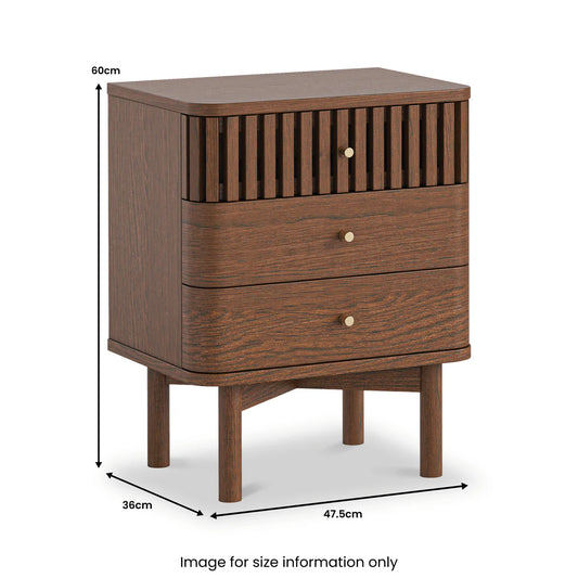 Soho Dark Oak Slatted 3 Drawer Bedside Table