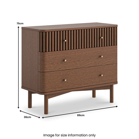 Soho Dark Oak Slatted 3 Drawer Chest