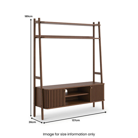 Soho Dark Oak Slatted 137cm TV Ladder Unit