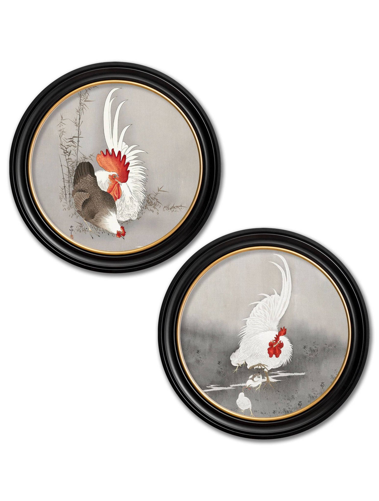 c.1910 Roosters - Ohara Koson - Round - Blythe Living