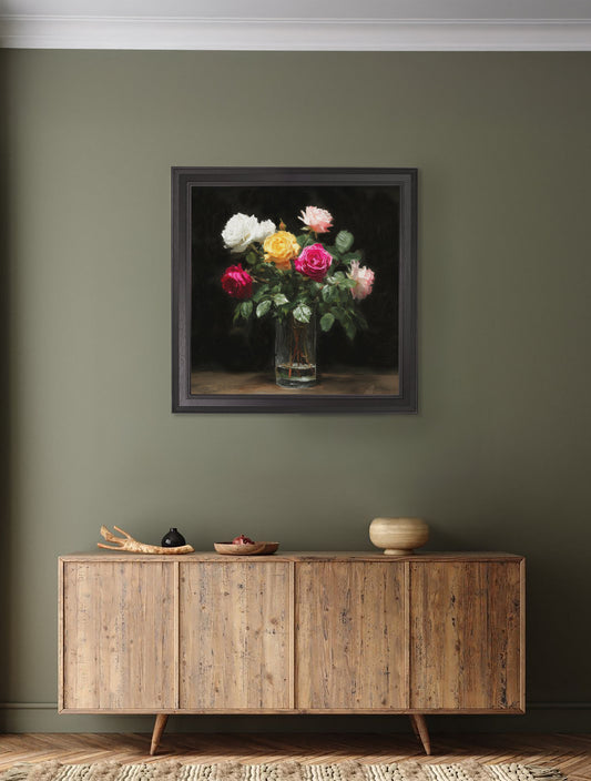 Roses After Dark - Black Hurstwood Square Frame - Blythe Living