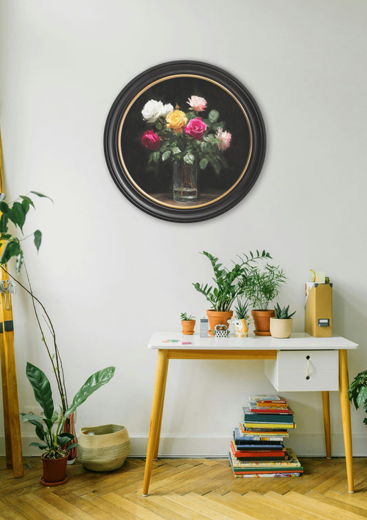 Roses After Dark - Oxford Round Frame - Blythe Living