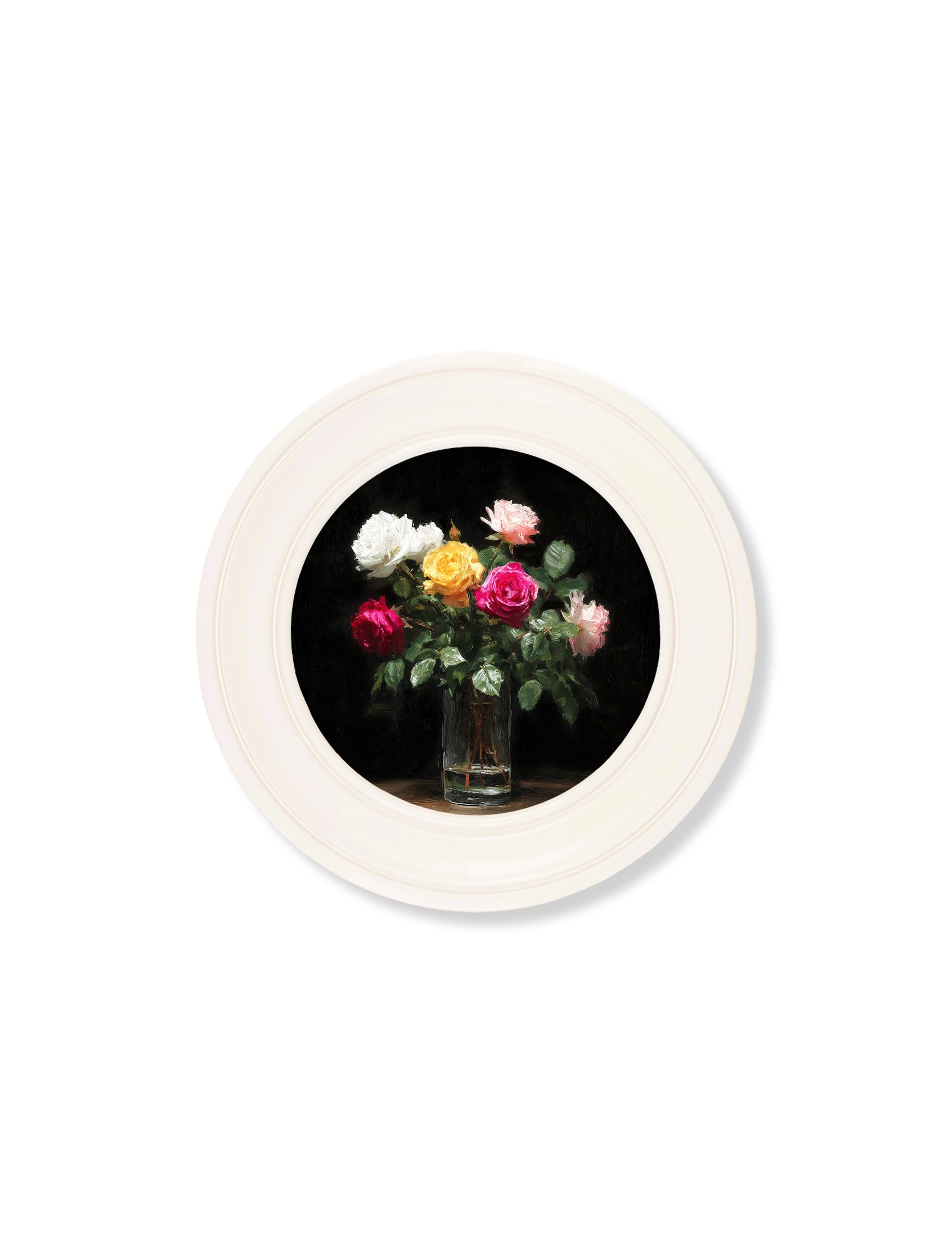Roses After Dark - Oxford Strong White Round Frame - Blythe Living