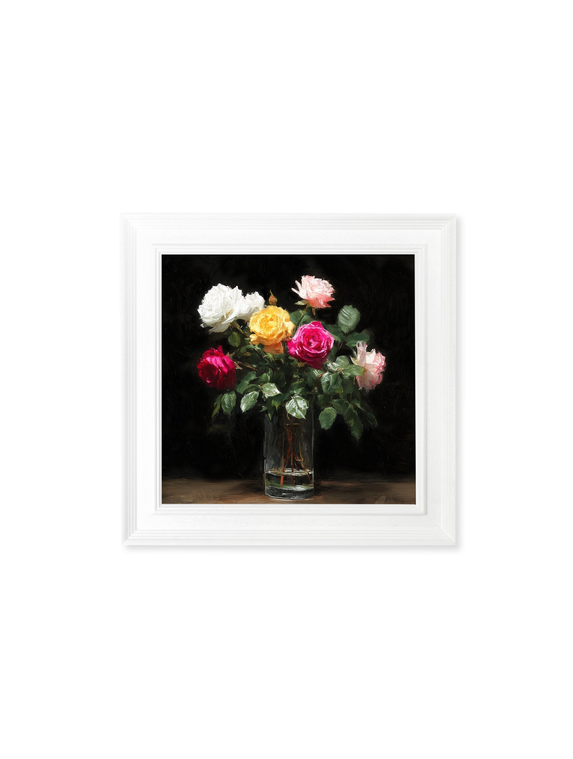 Roses After Dark - White Hurstwood Square Frame - Blythe Living