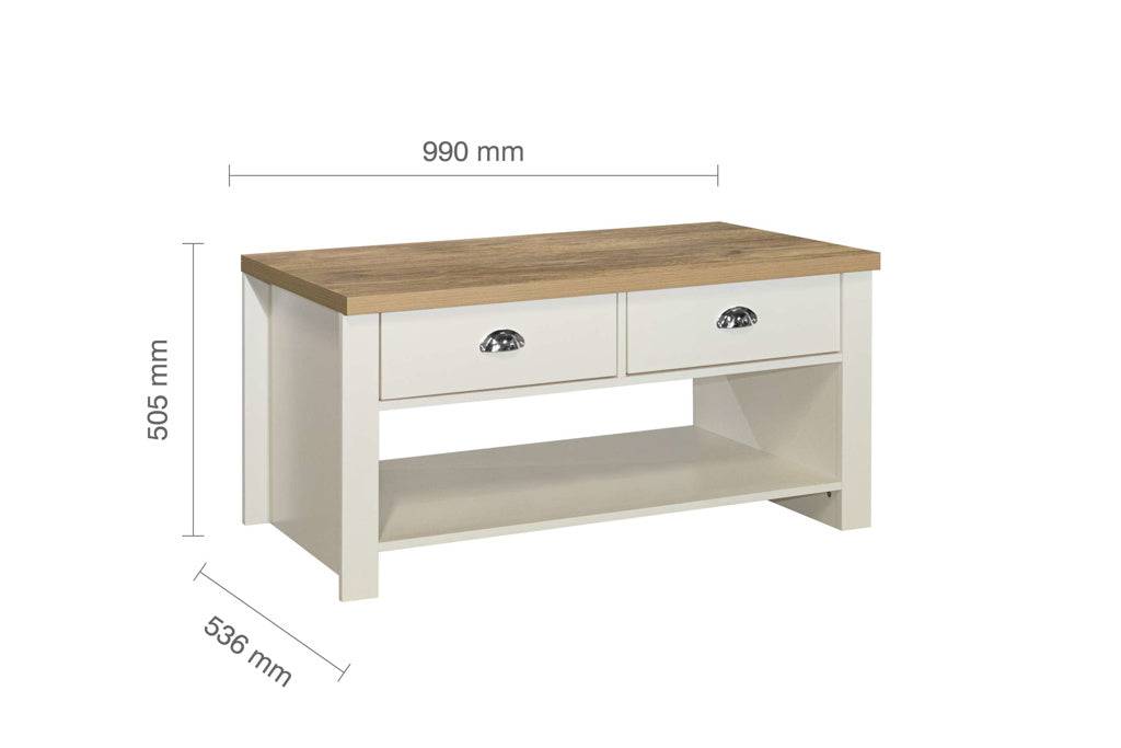 SHOP HIGHGATE 2 DRAWER COFFEE TABLE CREAM