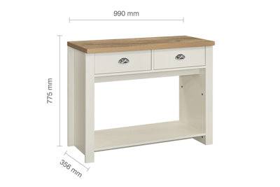 SHOP HIGHGATE 2 DRAWER CONSOLE TABLE CREAM & OAK EFFECT