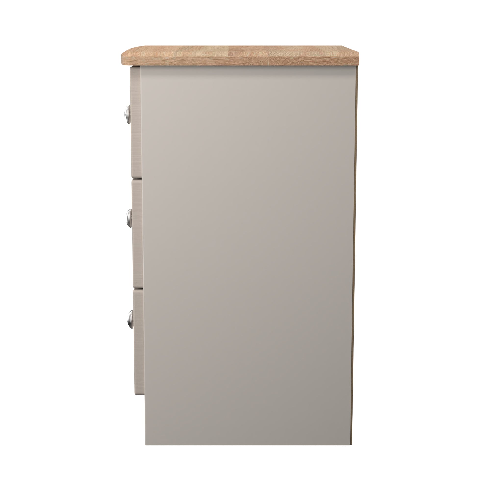Wood grain finish with recessed drawer fronts