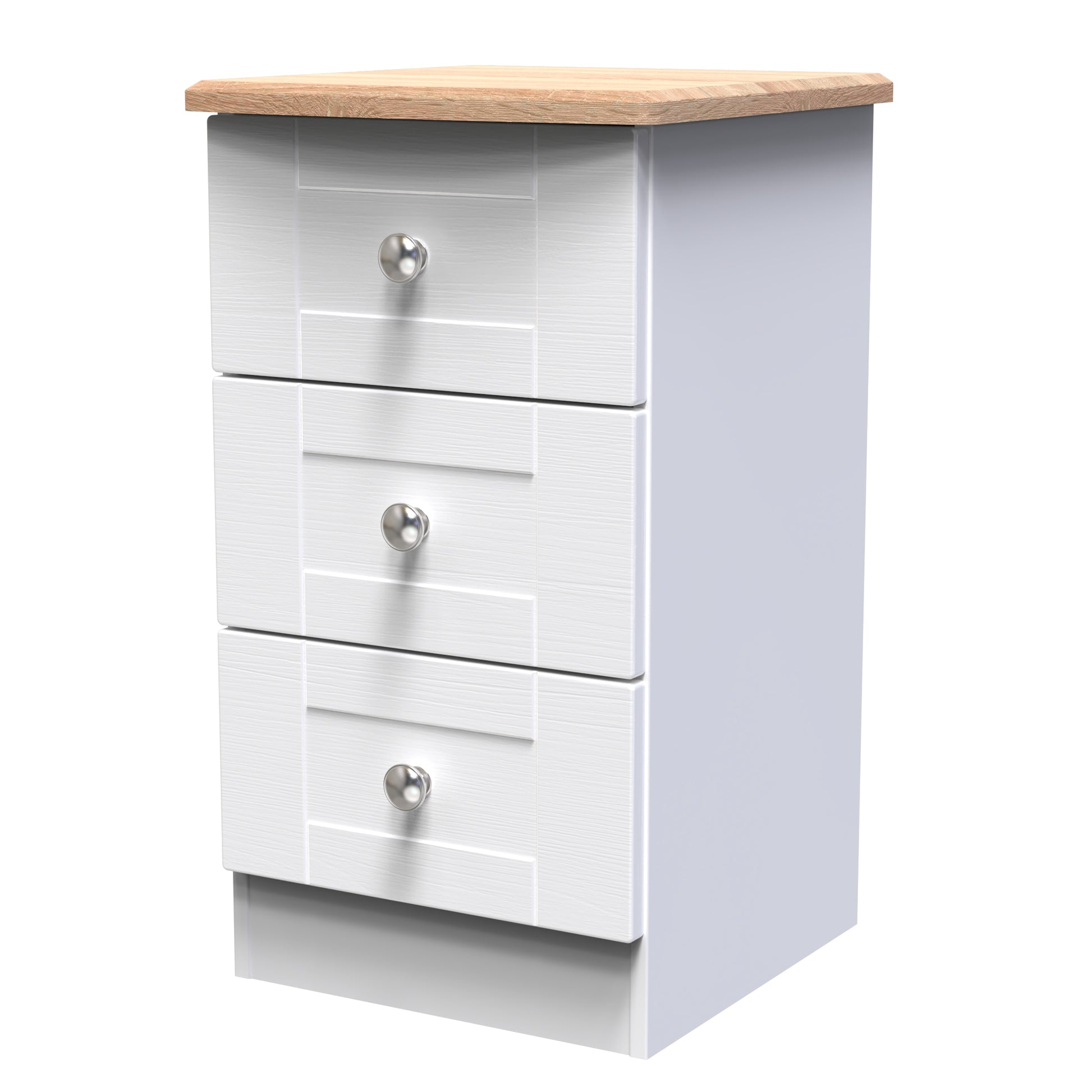 Wood grain finish with recessed drawer fronts