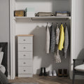 Top quality Sussex 5 Drawer Bedside Cabinet in Grey Ash & Bardolino Oak