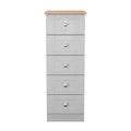 Best Sussex 5 Drawer Bedside Cabinet in Grey Ash & Bardolino Oak