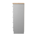High quality wood Sussex 5 Drawer Bedside Cabinet in Grey Ash & Bardolino Oak