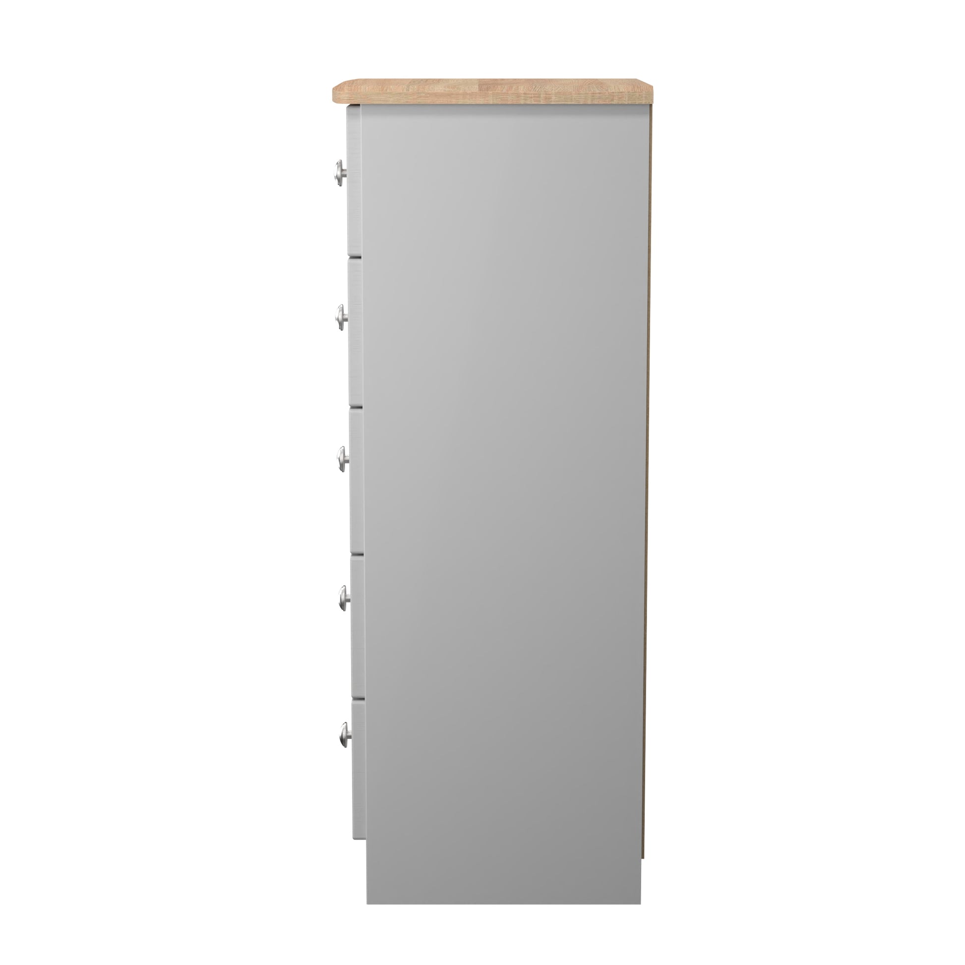 High quality wood Sussex 5 Drawer Bedside Cabinet in Grey Ash & Bardolino Oak