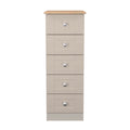 Heavy  wood Sussex 5 drawer bedside cabinet in Kashmir Ash & Bardolino Oak