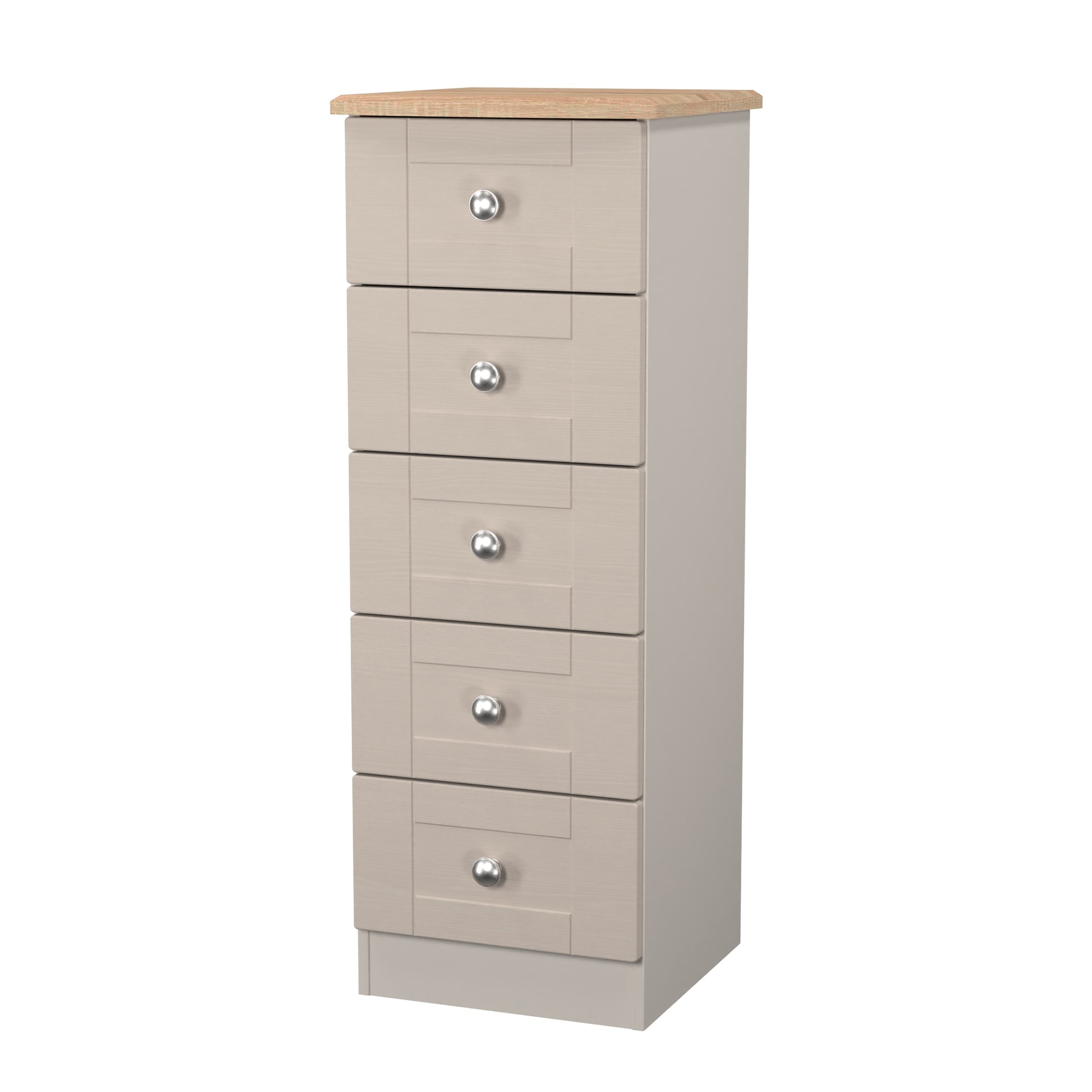 Best Sussex 5 drawer bedside cabinet in Kashmir Ash & Bardolino Oak