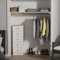 Best Sussex 5 Drawer Bedside Cabinet in White Ash & Bardolino Oak