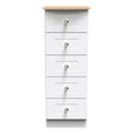 Sussex 5 Drawer Bedside Cabinet in White Ash & Bardolino Oak - Blythe Living