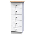 Sussex 5 Drawer Bedside Cabinet in White Ash & Bardolino Oak