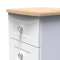 Heavy Wood Sussex 5 Drawer Bedside Cabinet in White Ash & Bardolino Oak