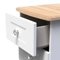 Top quality Sussex 5 Drawer Bedside Cabinet in White Ash & Bardolino Oak