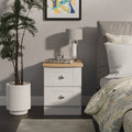 Sussex 2 Drawer Bedside Cabinet in Grey Ash & Bardolino Oak - Blythe Living