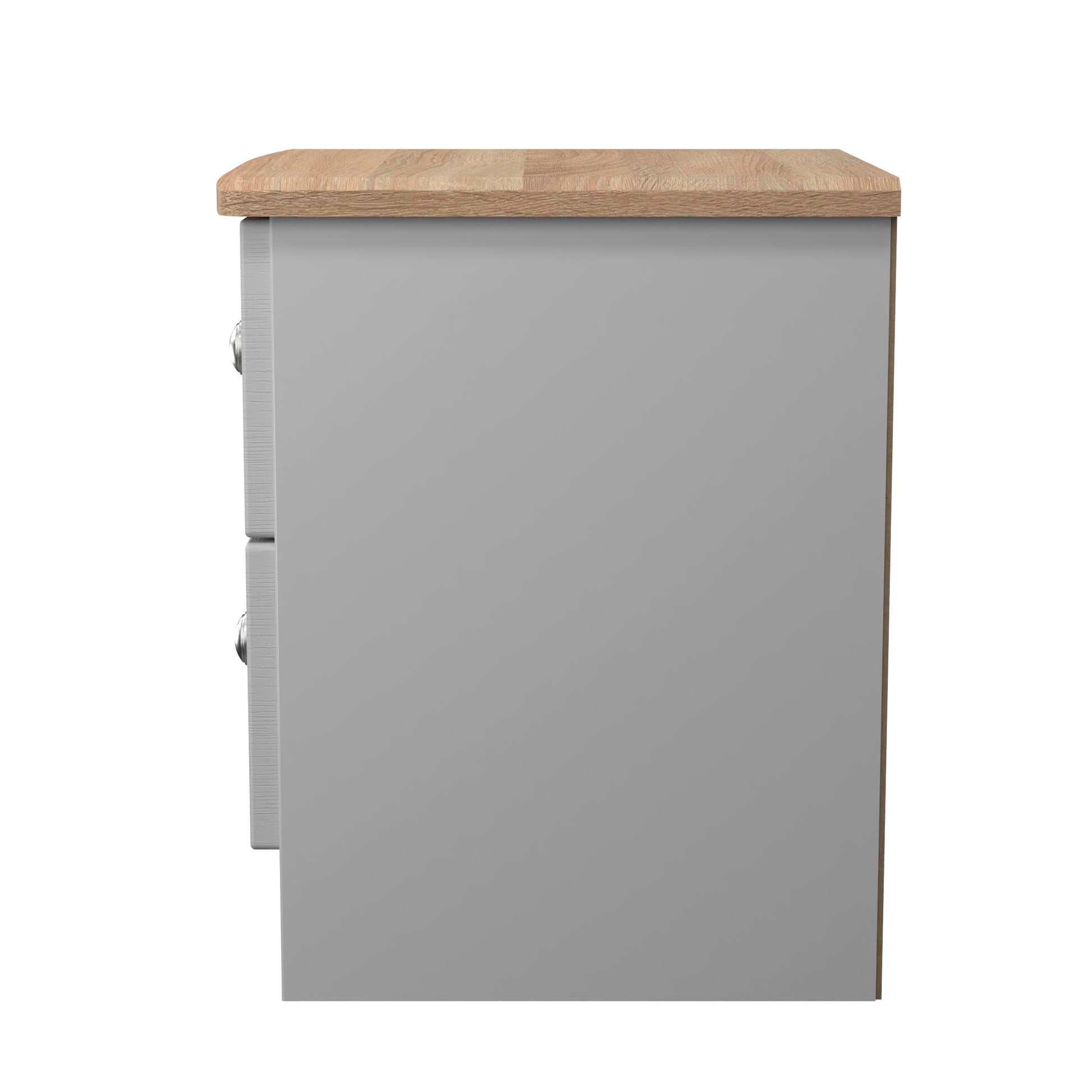 Sussex 2 Drawer Bedside Cabinet in Grey Ash & Bardolino Oak - Blythe Living