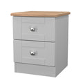 Sussex 2 Drawer Bedside Cabinet in Grey Ash & Bardolino Oak - Blythe Living