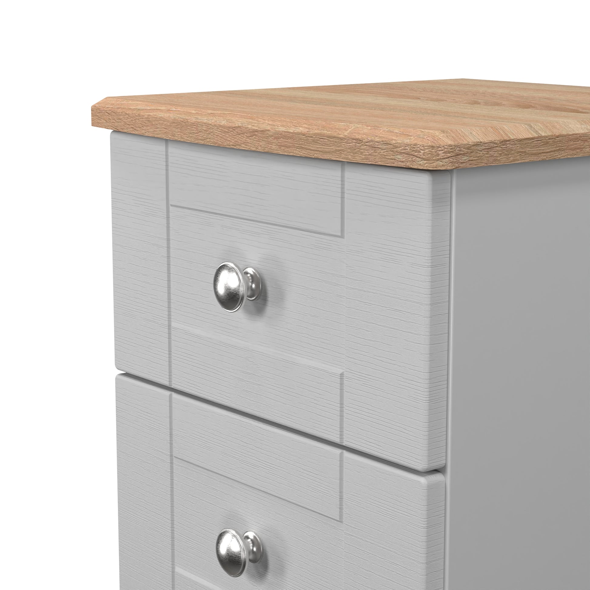 Sussex 2 Drawer Bedside Cabinet in Grey Ash & Bardolino Oak - Blythe Living