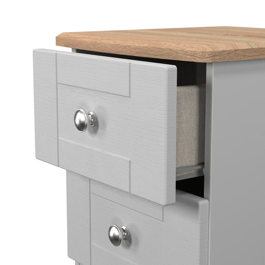 Sussex 2 Drawer Bedside Cabinet in Grey Ash & Bardolino Oak - Blythe Living