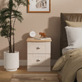 Sussex 2 Drawer Bedside Cabinet in Kashmir Ash & Bardolino Oak - Blythe Living
