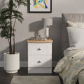 Ready to use Sussex 2 Drawer Bedside Cabinet White Ash & Oak