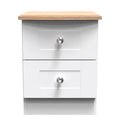 Best Sussex 2 Drawer Bedside Cabinet White Ash & Oak