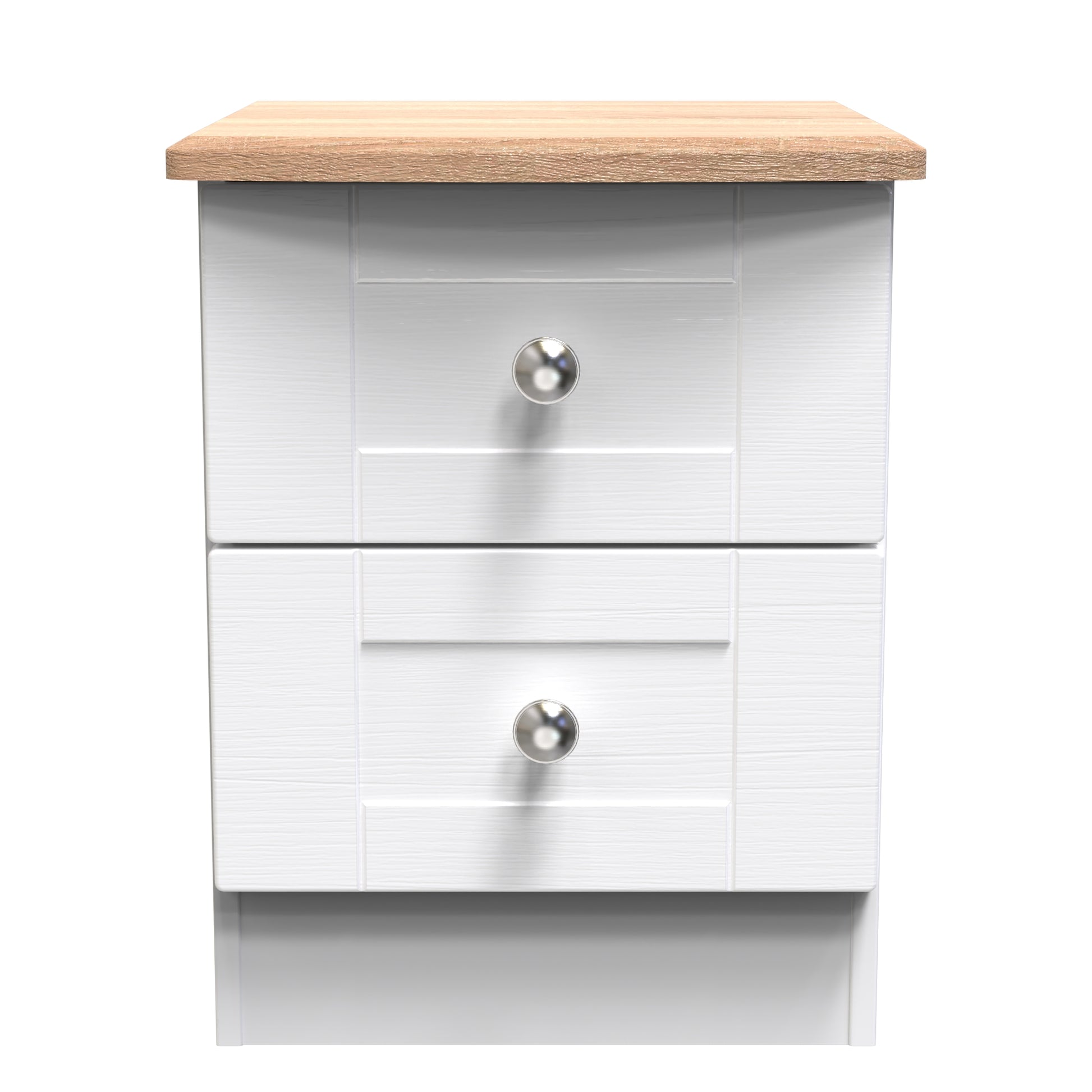 Best Sussex 2 Drawer Bedside Cabinet White Ash & Oak