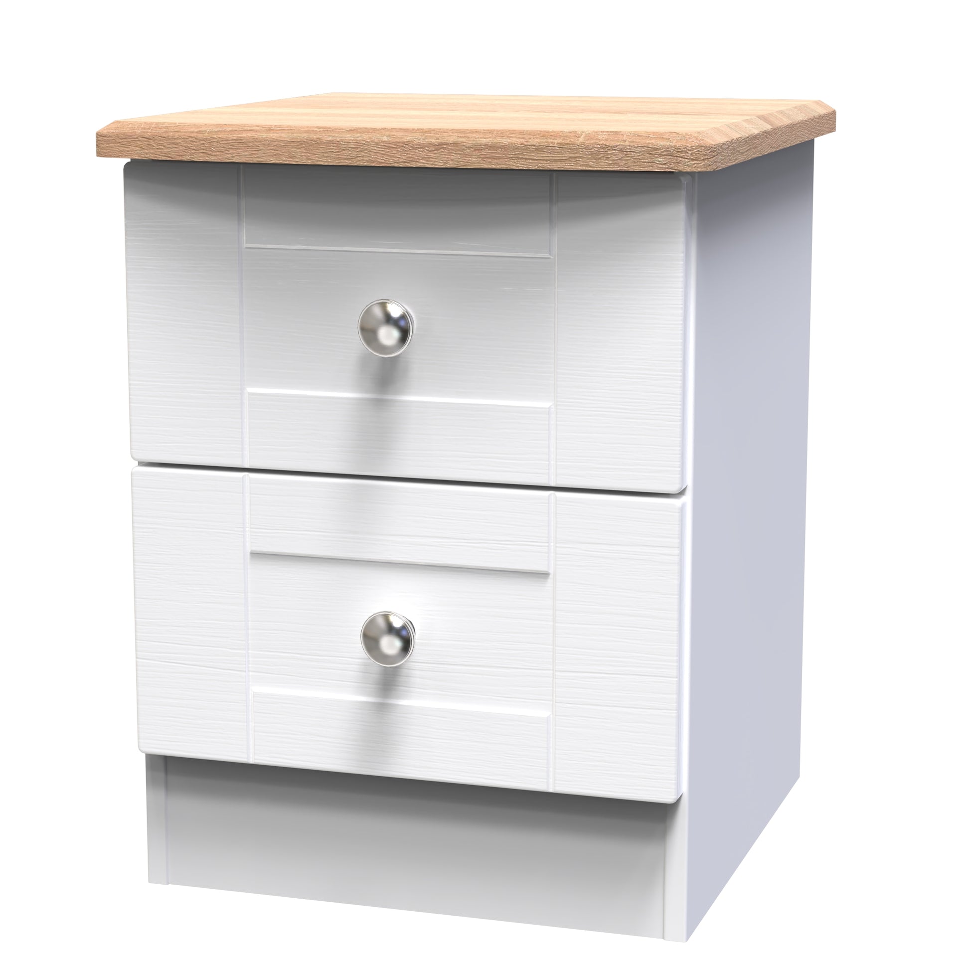Sussex 2 Drawer Bedside Cabinet White Ash & Oak