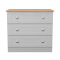 Sussex 3 Drawer Chest of Drawers in Grey Ash & Bardolino Oak