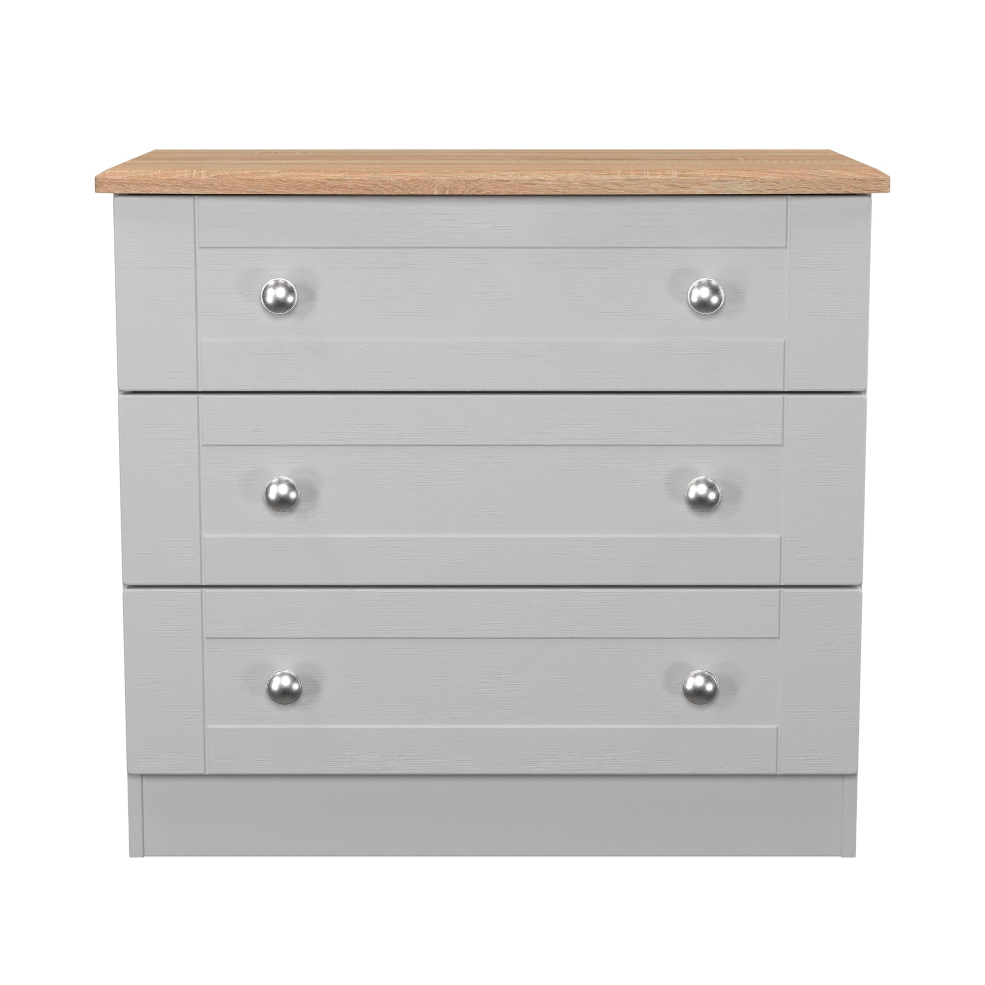 Sussex 3 Drawer Chest of Drawers in Grey Ash & Bardolino Oak