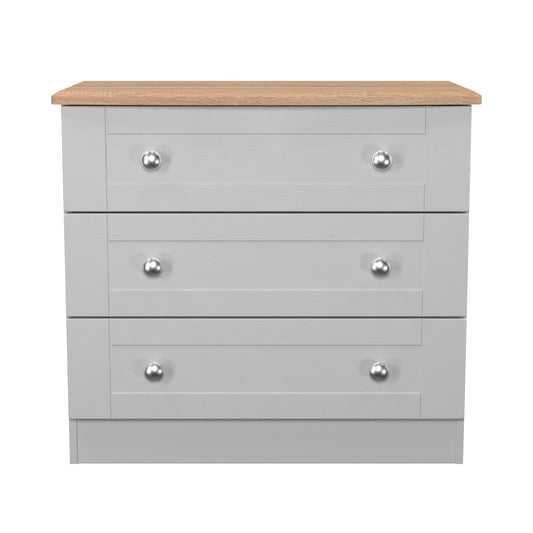 Sussex 3 Drawer Chest of Drawers in Grey Ash & Bardolino Oak