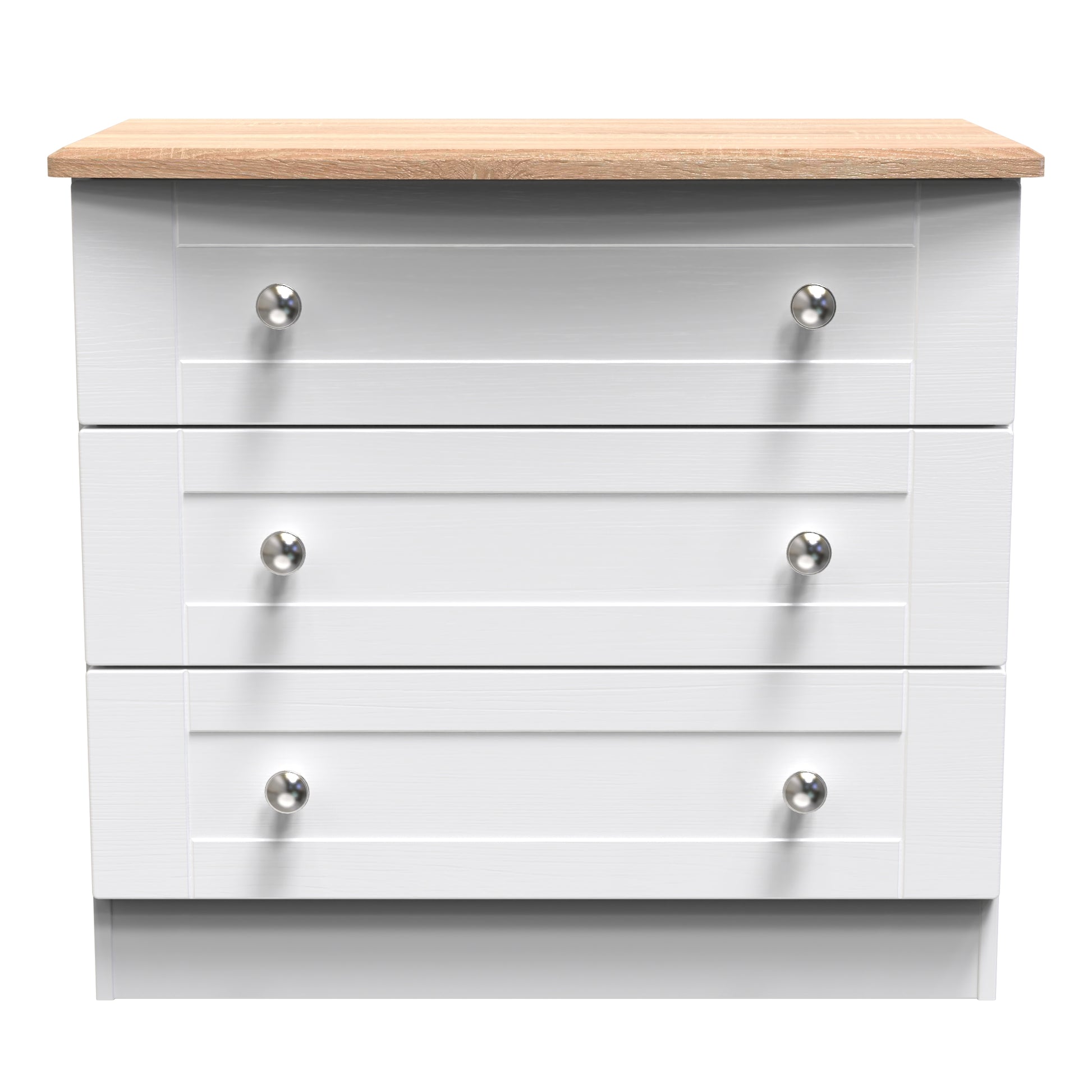 Heavy wood Sussex 3 Drawer Chest in White Ash & Bardolino Oak