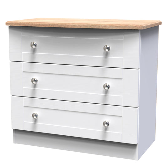 Sussex 3 Drawer Chest in White Ash & Bardolino Oak