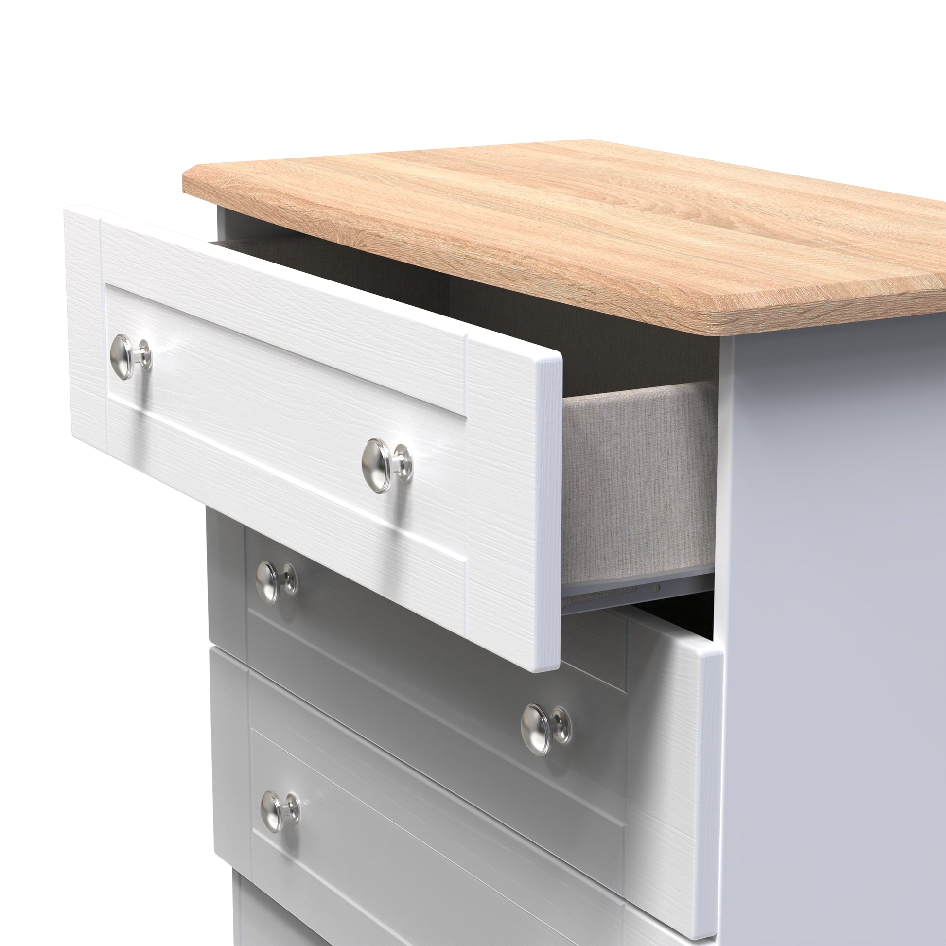 Top quality Sussex 3 Drawer Chest in White Ash & Bardolino Oak