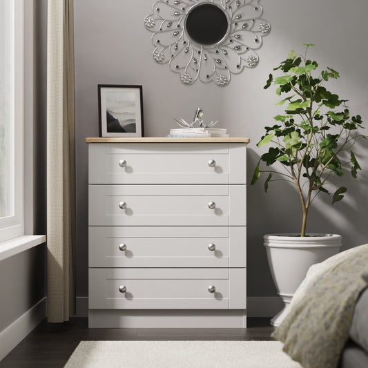 Sussex 4 Drawer Chest of Drawers in Grey Ash & Bardolino Oak - Blythe Living