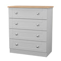 Sussex 4 Drawer Chest of Drawers in Grey Ash & Bardolino Oak - Blythe Living