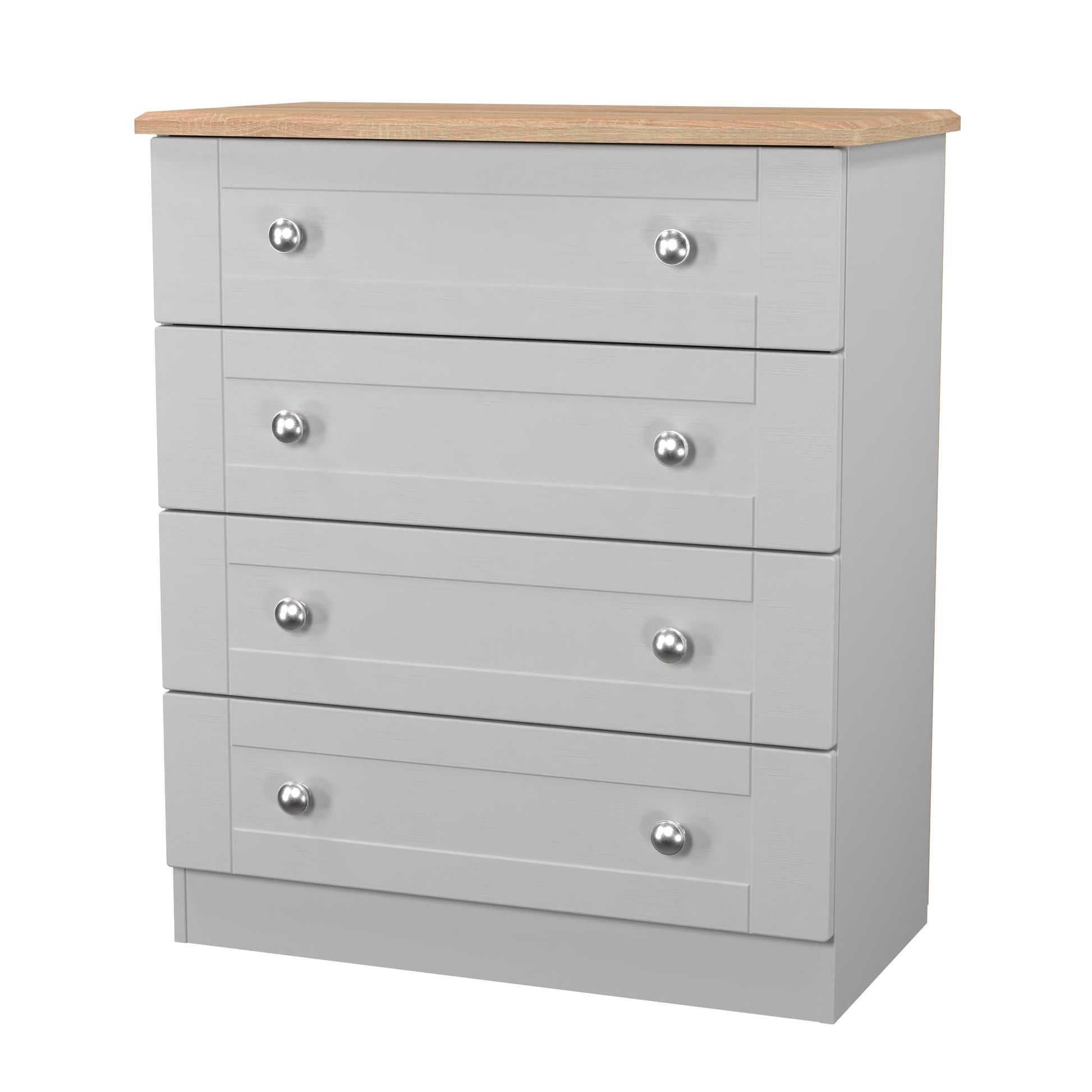 Sussex 4 Drawer Chest of Drawers in Grey Ash & Bardolino Oak - Blythe Living